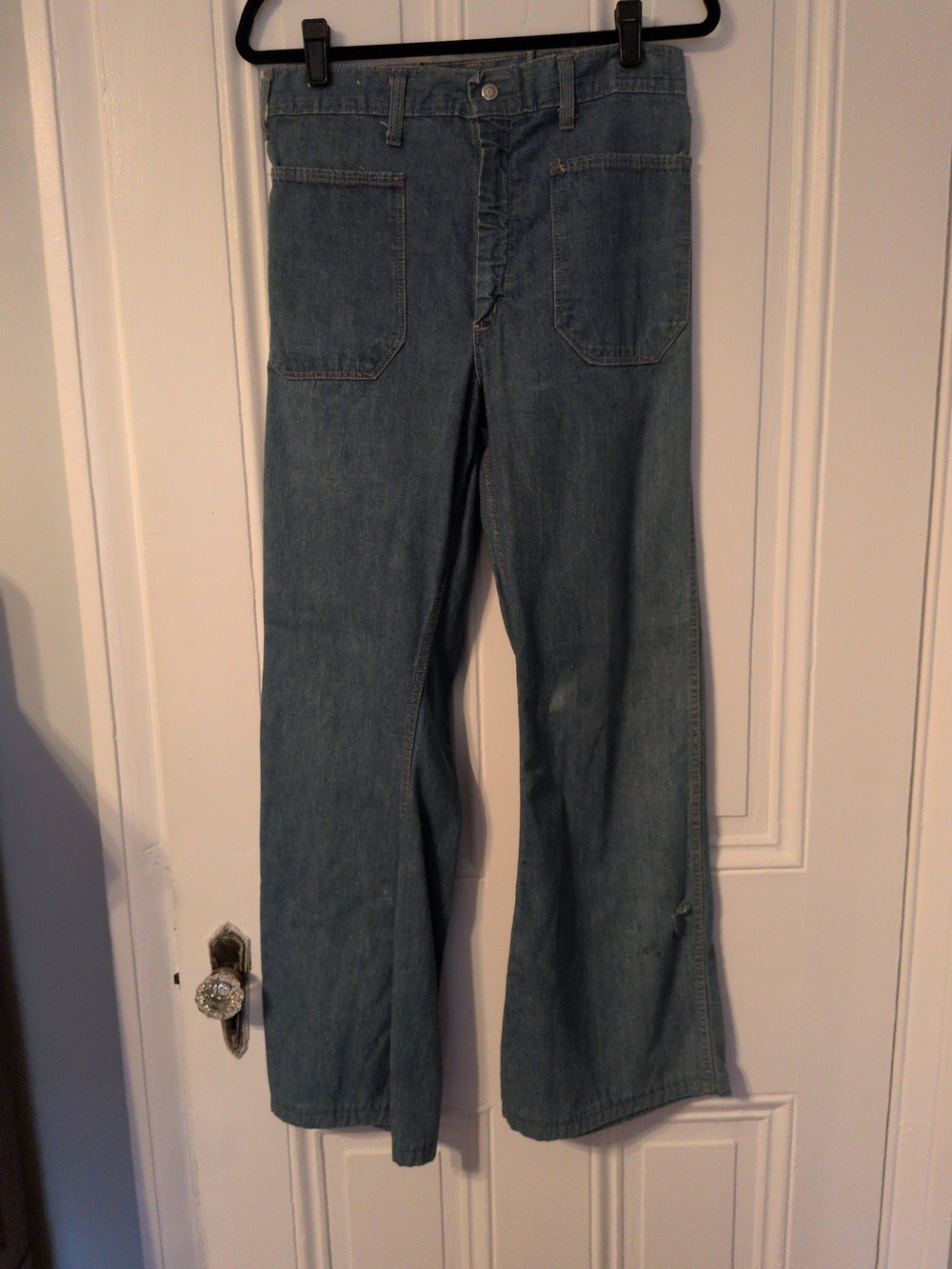 US Navy Dungarees Light Wash Straight Leg Jeans Patch Pockets 30 x 31 FLAWED